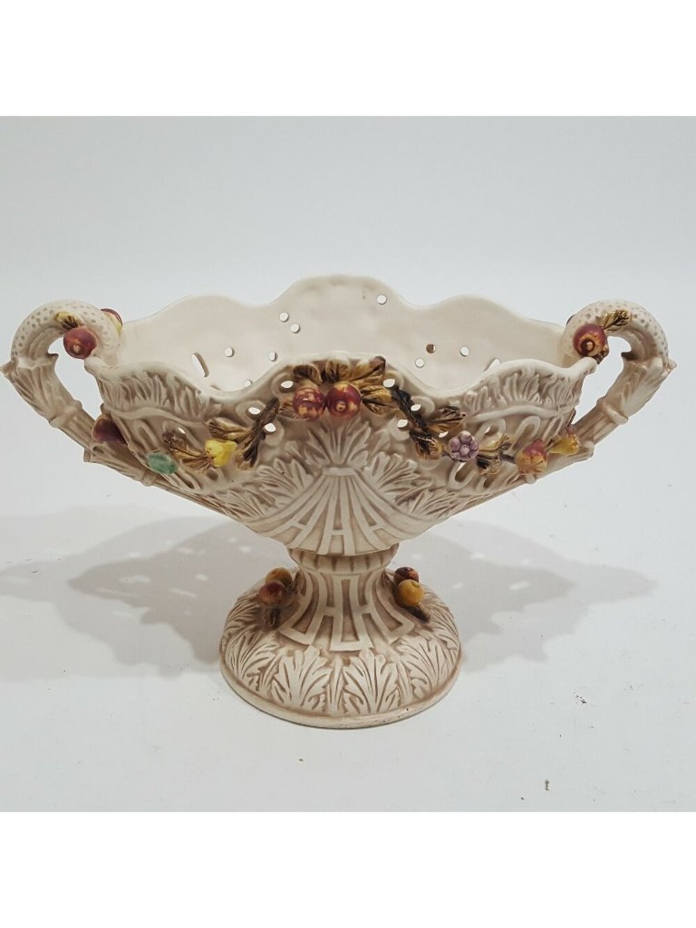 Lenwile Ardalt Porcelain Bowl #30741 White Floral Berries Cream French Country